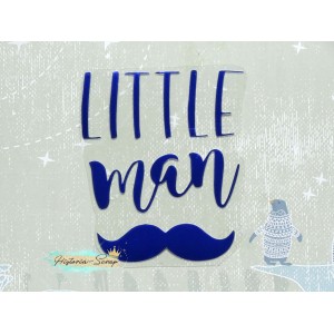 Надпись из термотрансфера "Little Man", цвет королевский синий, ширина 80 мм